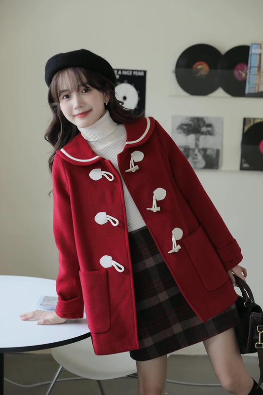 Peter Pan Collar Toggle Duffle Coat (2 Colors)