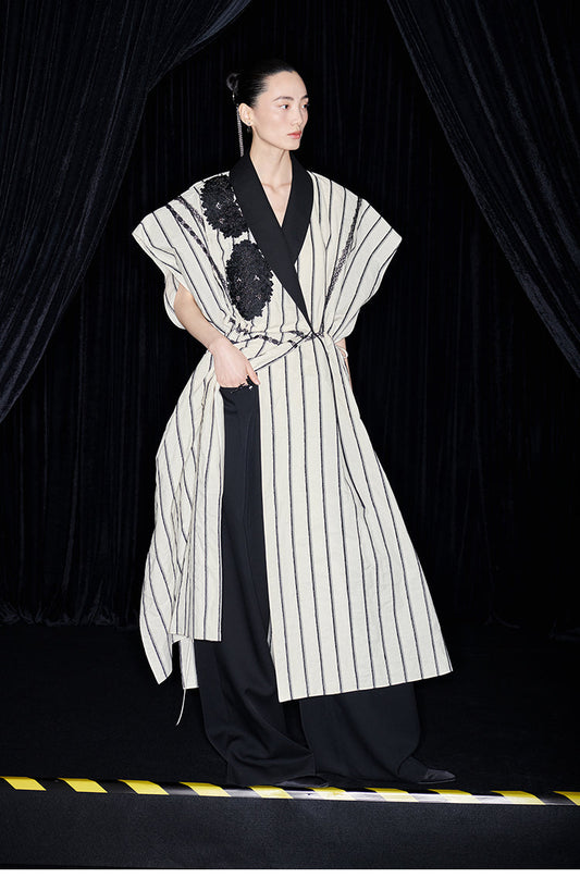 M essential Mackay designer embroidered workshop beaded robe dress pant set - augy.