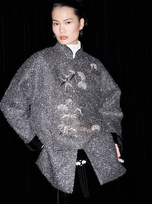 M essential Mackay designer cedar beaded jacket elegant black velvet skirt- abel.