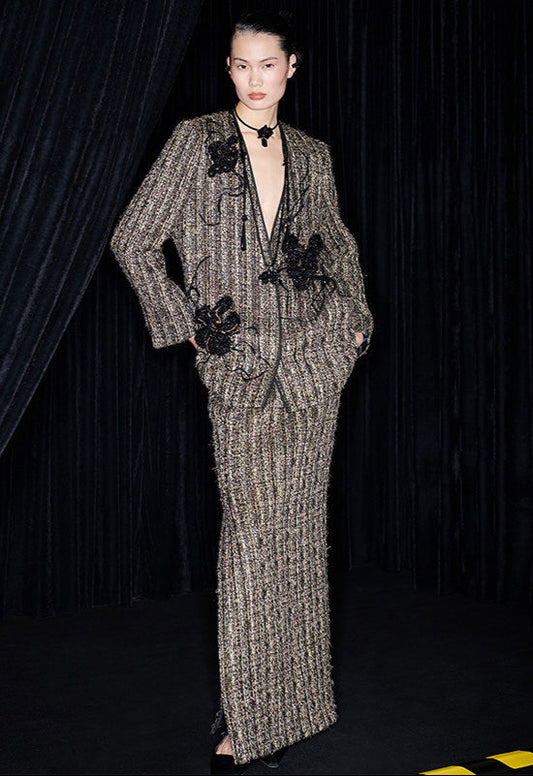 M essential Mackay designer wrought iron orchid feather beaded suit - access ida.