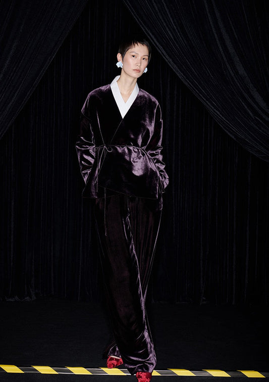 M essential Mackay designer fuchsia velvet jacket - silver