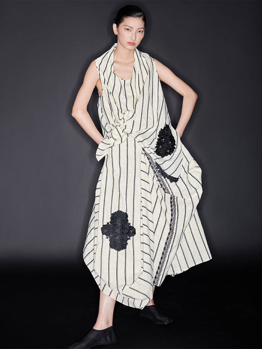 M essential Mackay designer yarn-dyed paismi embroidered knot top skirt set - Zen.