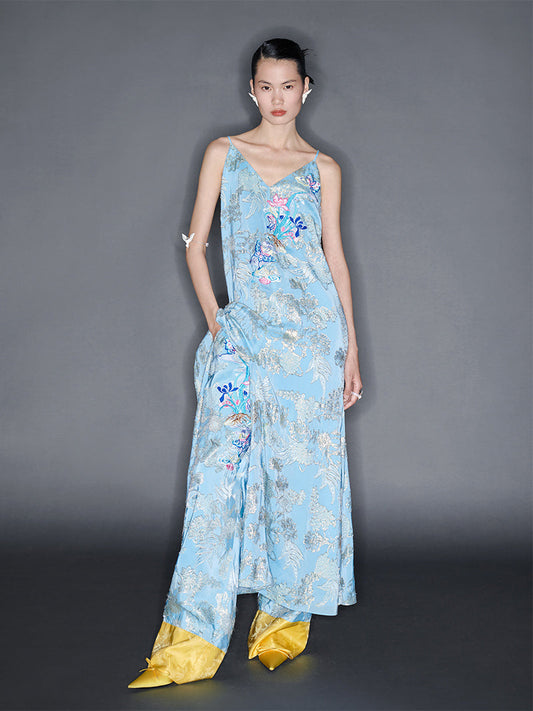 M essential Mackay designer butterfly embroidery bias slip dress pants - vuia wake.