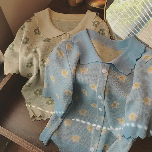 Daisy Polo Cropped Sweater (2 Colors)