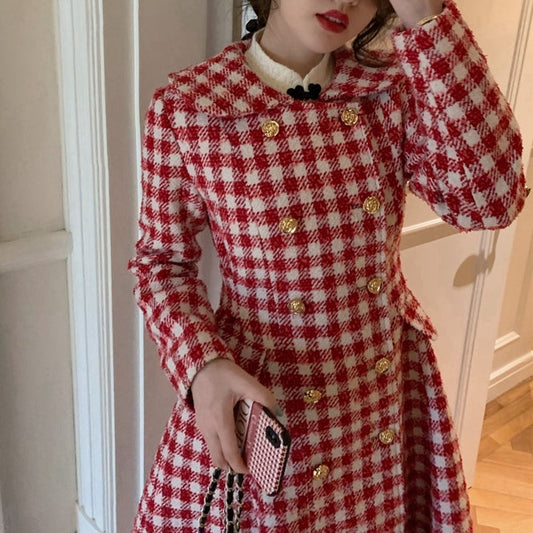 Candy Cane Gingham Dress Coat (Red/White)
