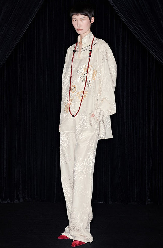 M essential Mackay designer Hip Burnt Stacked Trim Stand Collar Loose Top - sent.