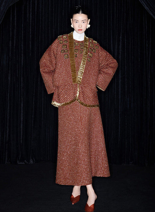 M essential Mackay designer embroidery short robe vest dress jacket- stay.