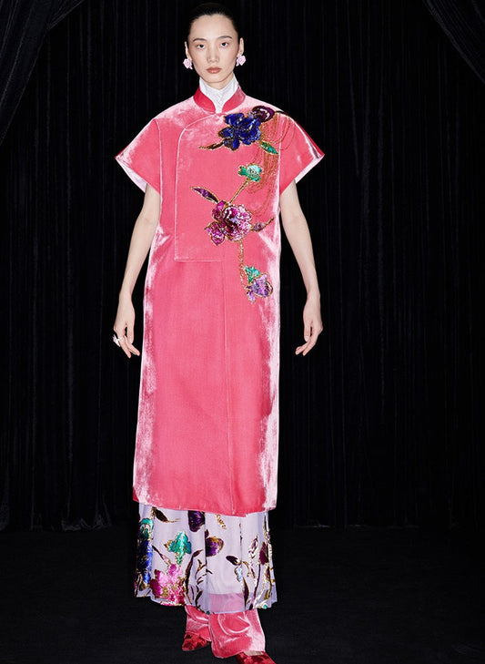 M essential Mackay designer hand-painted appliqué catenary beaded maxi dress - Bliss ie.