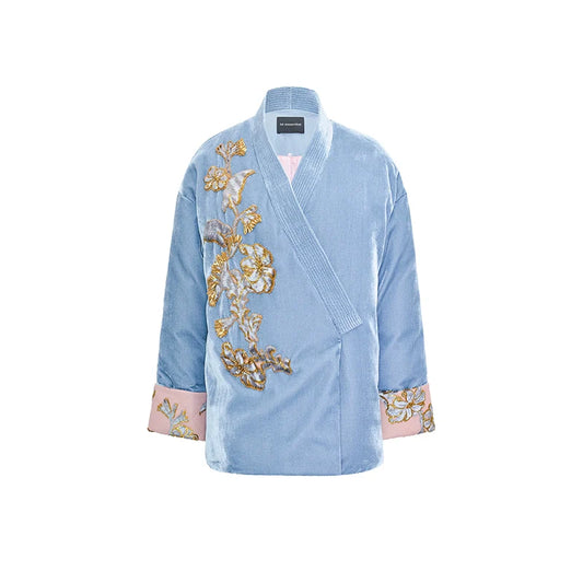 M essential Mackay designer cut-and-appliqué folded puffer jacket - rain.