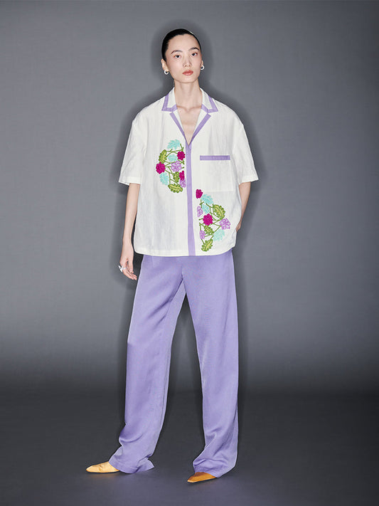 M essential Mackay designer embroidered colour-block roll-neck shirt pants set- jason.
