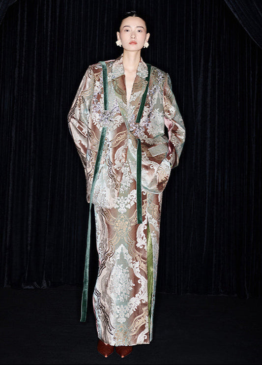 M essential Mackay designer vine pattern embroidery marble print jacket skirt suit- Eden.