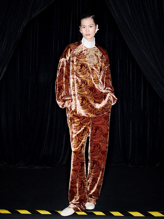 M essential Mackay designer embroidery oversized shirt pants set - calm.