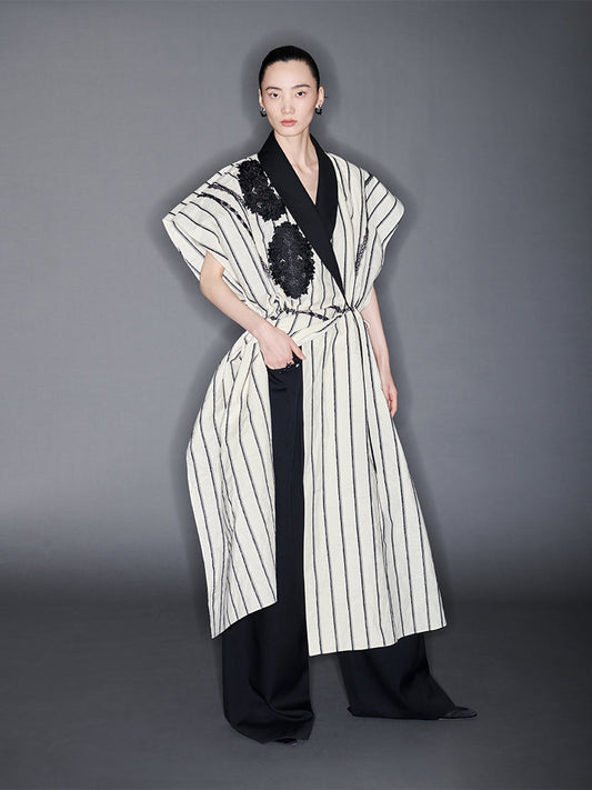 M essential Mackay designer embroidered workshop beaded robe dress pant set - augy.