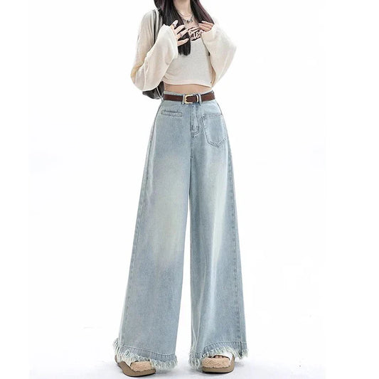 Women 2025 New Design Waist Loose Draped Drag Floor Skirts Jeans