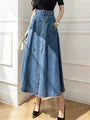 2025 Women's Long Skirt With High Wasit Double Breasted Umbrella Jeans Female Skirt