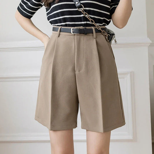 Women's Suit Shorts Spring 2025 New High Waist Straight Loose Trousers Shorts