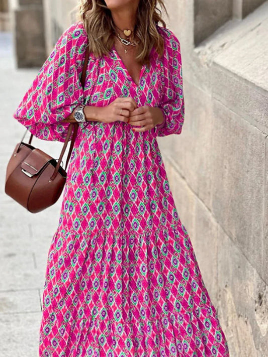 FashionSierra - 2025 Oversized Lace-Up Long Sleeves Beach Party Boho Dress