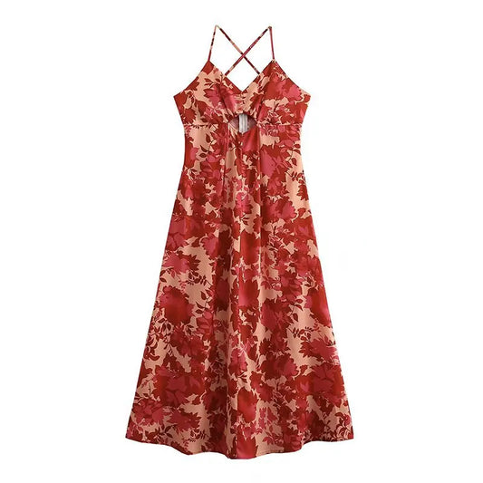 FashionSierra-Sexy Sleeveless Backless Strap Long Vintage Deep V-neck Summer Beach Boho Dress