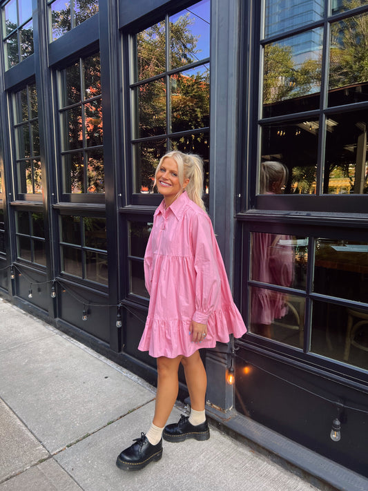 The Chloe Collared Dress// Pink