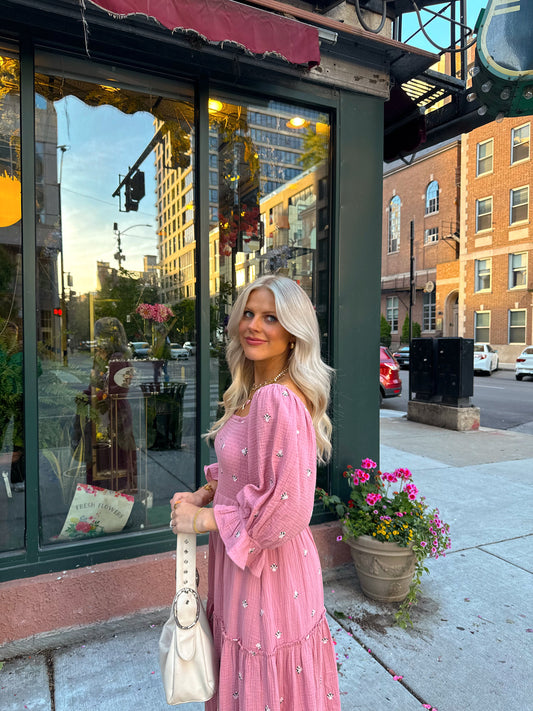 Lillies Love Midi Dress// Pink