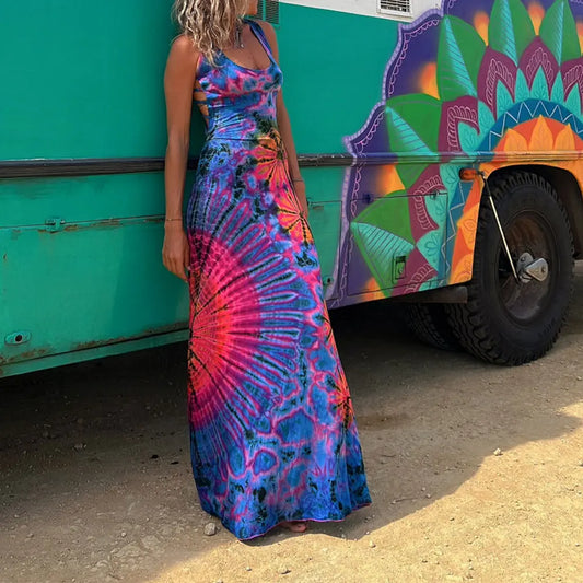 FashionSierra - 2025 Stretch Lace-Up Sexy Casual Beach Female Boho Dress