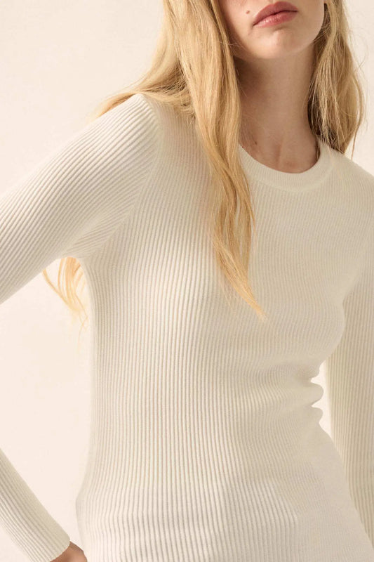 Shaper Fit Long-Sleeve Ribbed Knit Top