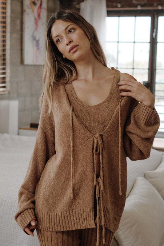 Promise the Label Textured Knit Cardigan and Tank - ShopPromesa