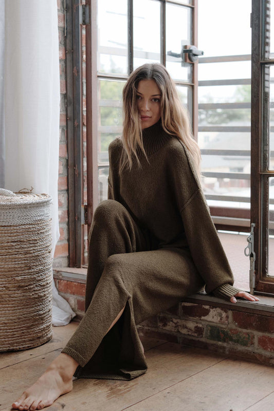 Promise the Label Textured Mock-Neck Sweater