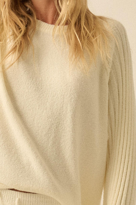 Promise the Label Textured Ribbed-Sleeve Sweater