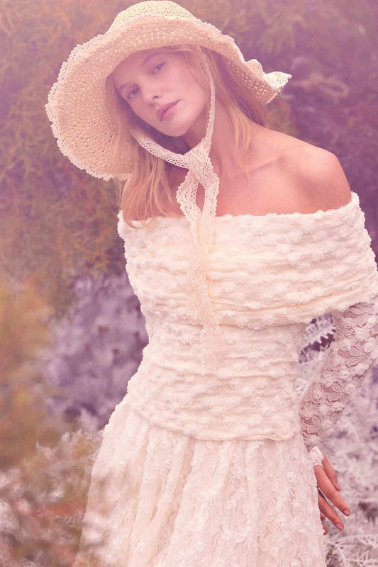 Good Graces Floral Lace Off-Shoulder Thumbhole Top - ShopPromesa