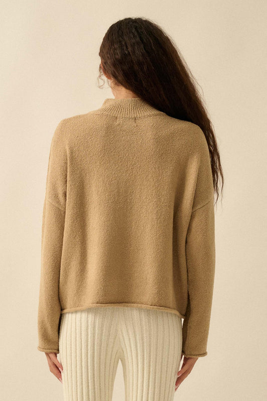 Promise the Label Textured Knit Half-Zip Sweater