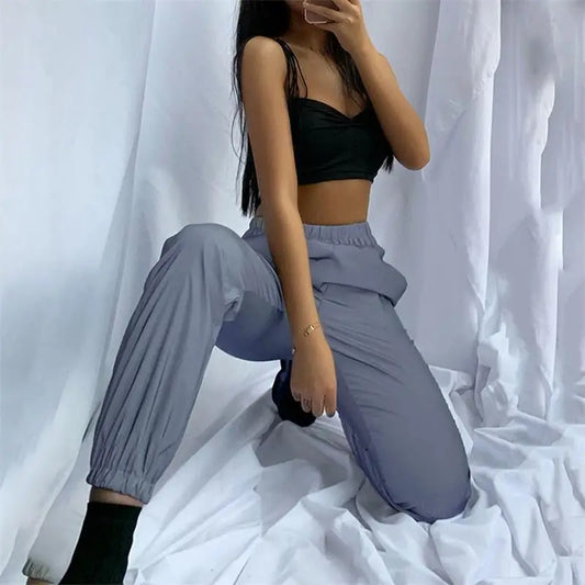 Women Sweatpant Reflective Hight Waist Bottom