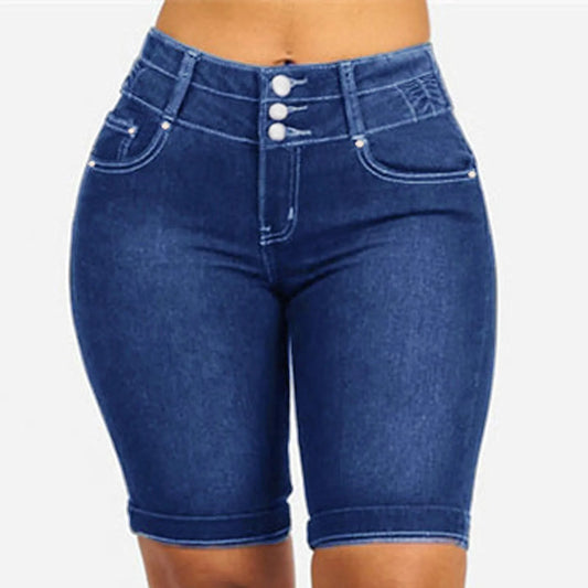 Women's Denim Shorts 2025 New Summer Waist Casual Chic Skinny Shorts