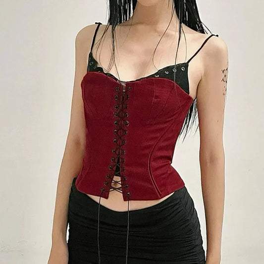 Y2K Bandage Patchwork Gothic Top