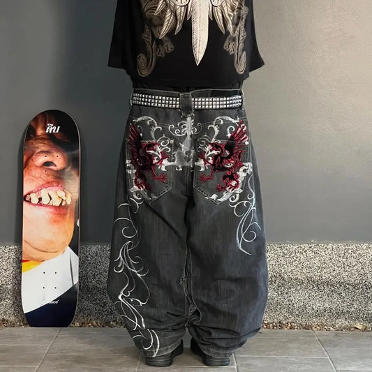 Y2K Streetwear Baggy Jeans Men Hip Hop Vintage Wide Leg Pants