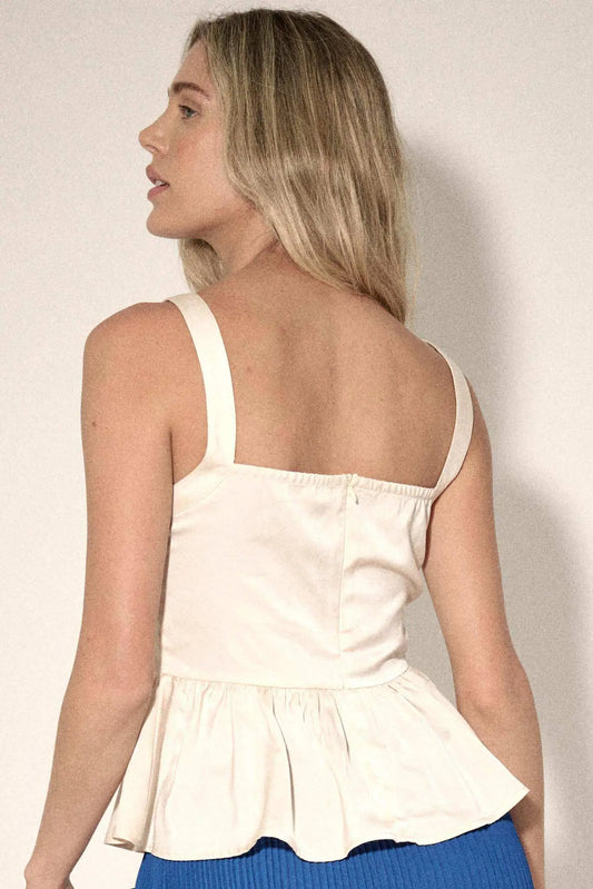 Everyday Elegance Pleated Satin Peplum Cami Top
