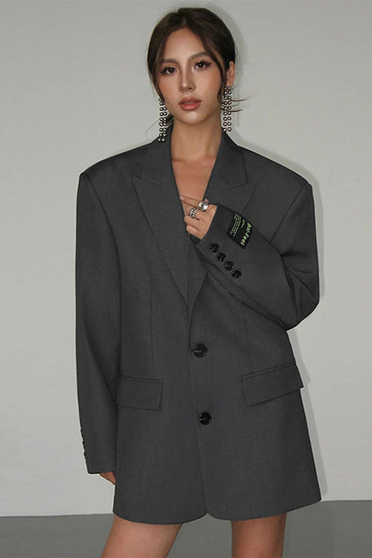 Wide Shoulder Office Blazer