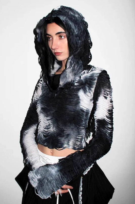 Dark Style Ruched Hoodie