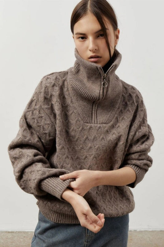 Chunky Knit Half Zip Sweater