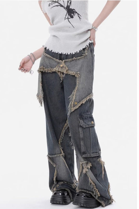 High Waist Wide Leg Workwear Jeans