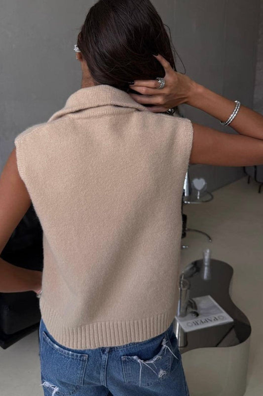 Solid Color Knit Vest Sweater
