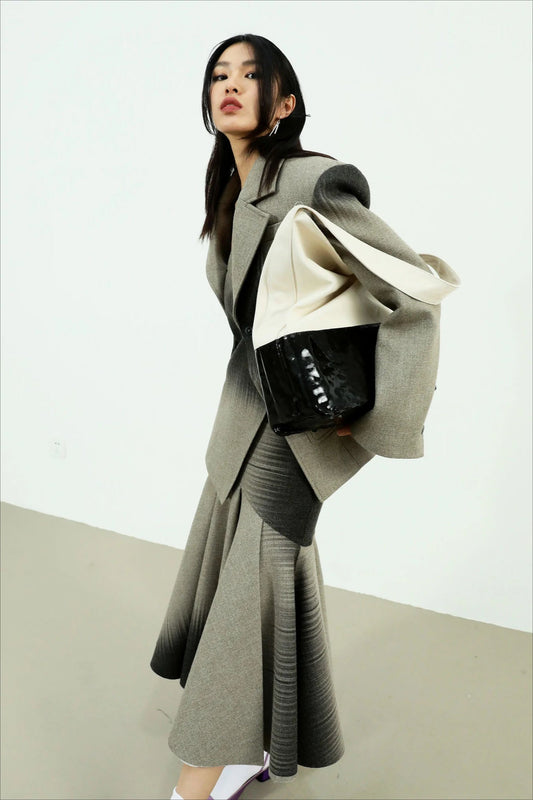 Irregular Collar Cotton Blazer