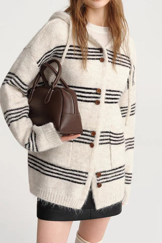 Colorblock Striped Hooded Sweater