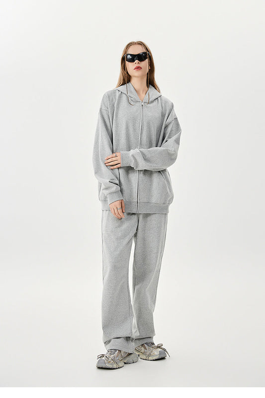 Grey Fleece Zip Up Hoodie