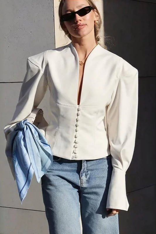 Waist-Fitted Long Sleeve Blazer