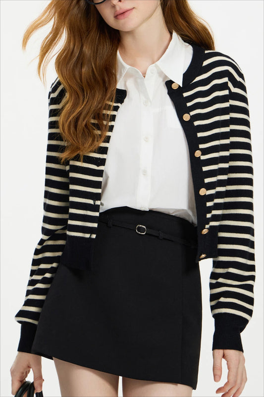 Striped Knit Layered Vest Cardigan