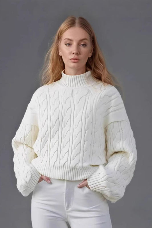 Cozy Half Neck Cable Sweater