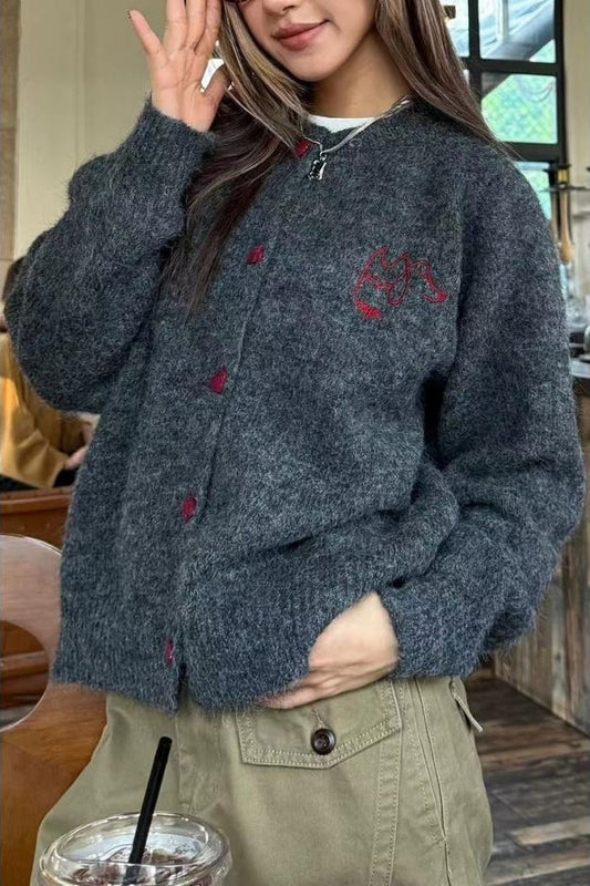 Vintage Loose Fit Round Neck Knit Sweater