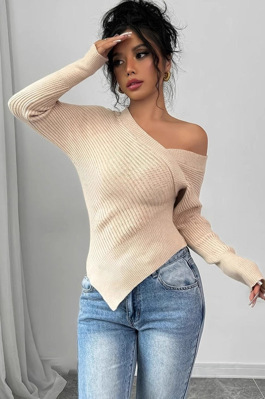 Elegant Cut Out Shoulder Sweater