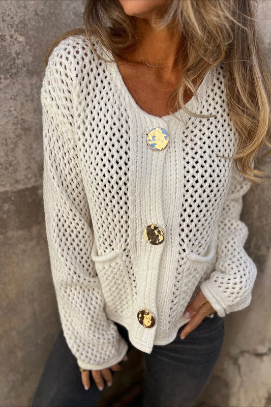 Chunky Knit Button Up Sweater